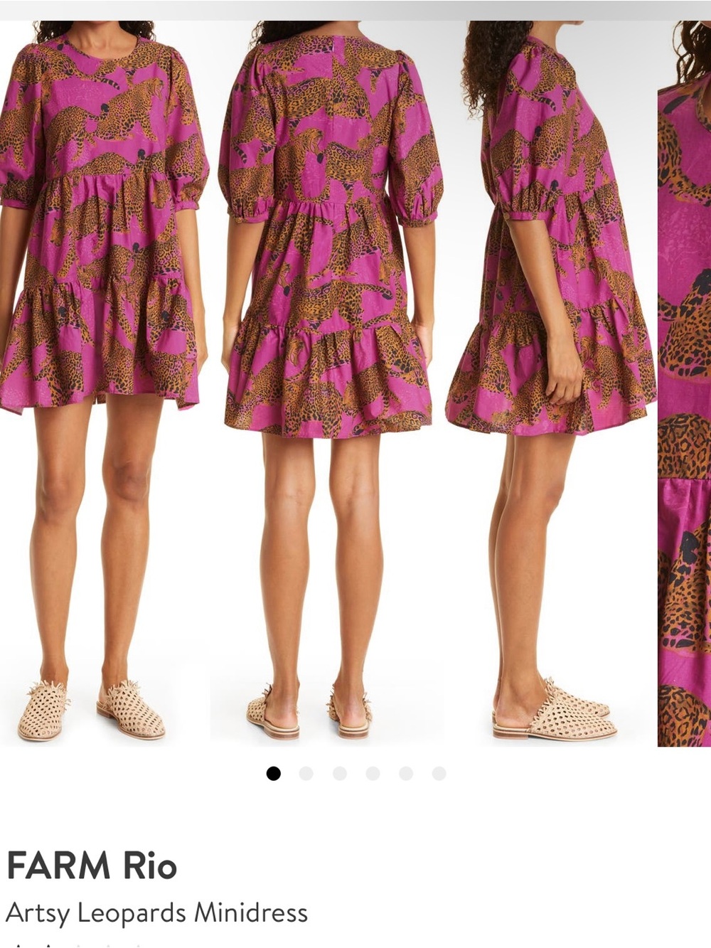 FARM Rio Pink Leopard Print Tiered Minidress - Picture 2 of 4